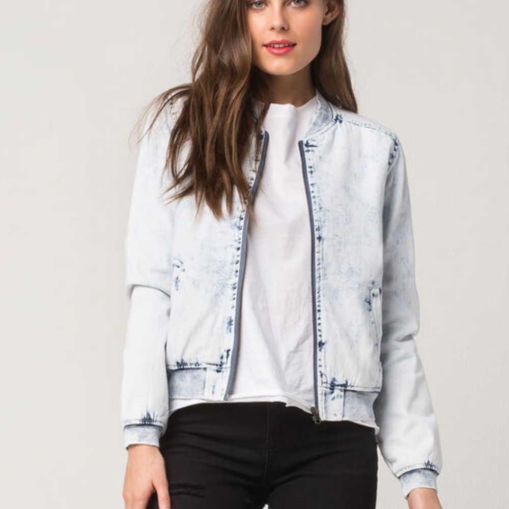 RSQ Womens Denim Bomber Jacket